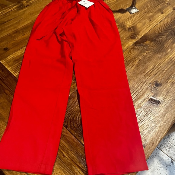 AMS PURE Pants - AMS PURE LIPSTICK RED CROPPED PANTS